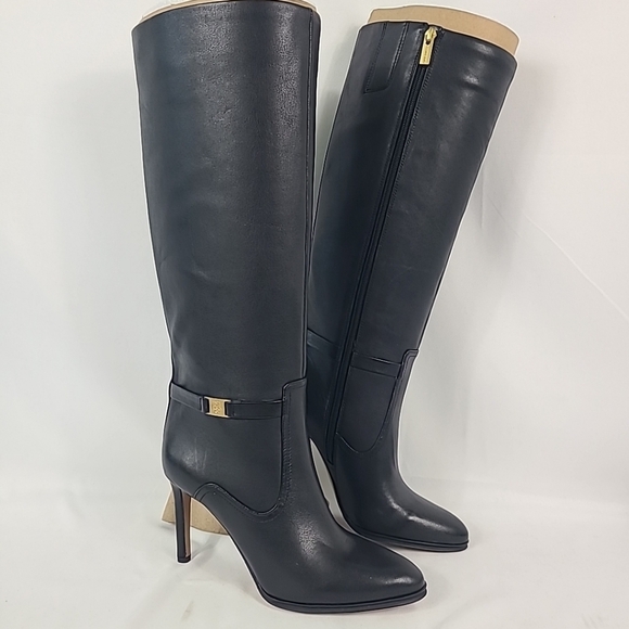 NEW Vince Camuto Women's Skylie Black Leather Heel Boots Sz 8.5 M - Picture 1 of 10